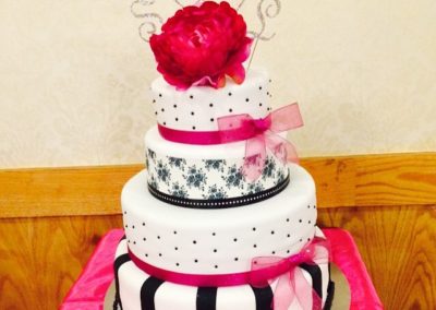 Black White And Pink Wedding Cake