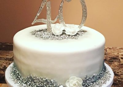 Silver And White Birthday Cake